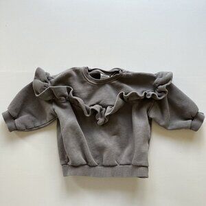 Zara Charcoal Gray Ruffle Sweatshirt 18-24 Months